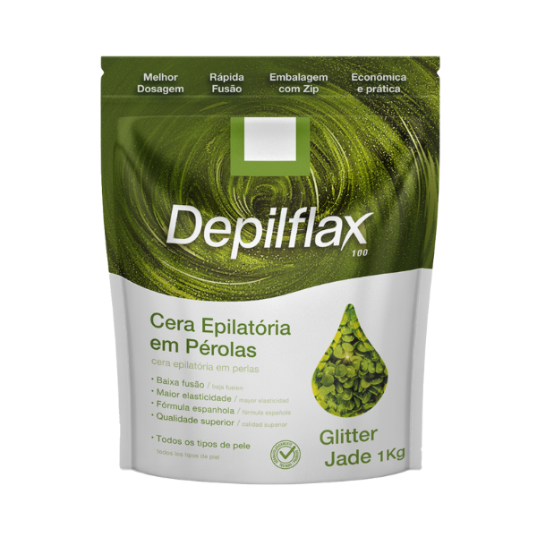 Depilflax Cera Depil Perolas Glitter Jade 1k